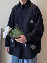 Camisa vintage de pana de manga larga para hombre